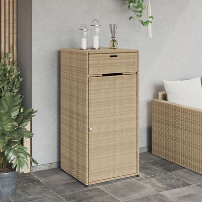 vidaXL Gartenschrank Beige 55x55x111 cm Poly Rattan