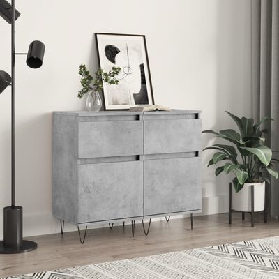 vidaXL Sideboards 2 Stk. Betongrau 40x35x70 cm Holzwerkstoff