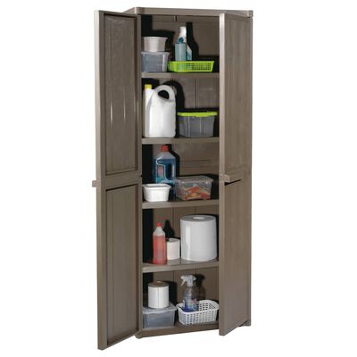 vidaXL Gartenschrank Braun 65x45x172 cm PP Holz-Optik