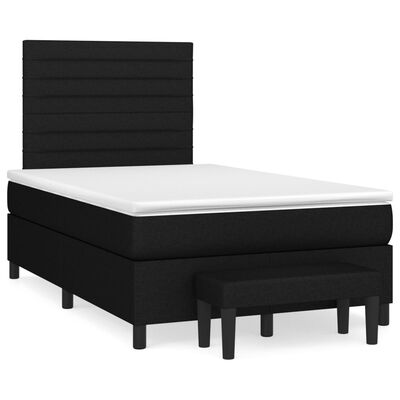 vidaXL Boxspringbett mit Matratze Schwarz 120x200 cm Stoff