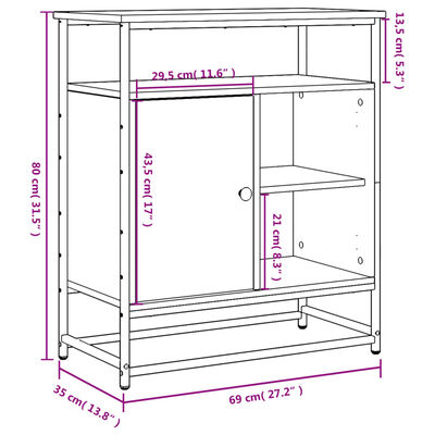 vidaXL Sideboard Sonoma-Eiche 69x35x80 cm Holzwerkstoff