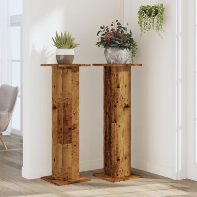 vidaXL Pflanzenständer 2 Stk. Altholz-Optik 30x30x95 cm Holzwerkstoff