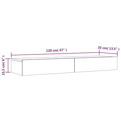 vidaXL TV-Schrank mit LED-Leuchten Weiß & Sonoma-Eiche 120x35x15,5 cm