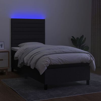 vidaXL Boxspringbett mit Matratze & LED Schwarz 100x200 cm Stoff