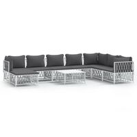 vidaXL 9-tlg. Garten-Lounge-Set mit Kissen Weiß Stahl