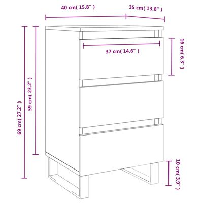 vidaXL Nachttische 2 Stk. Weiß 40x35x69 cm Holzwerkstoff