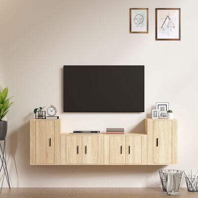 vidaXL 4-tlg. TV-Schrank-Set Sonoma-Eiche Holzwerkstoff