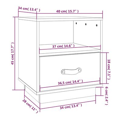 vidaXL Nachttische 2 Stk. Schwarz 40x34x45 cm Massivholz Kiefer