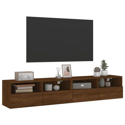 vidaXL TV-Wandschränke 2 Stk. Braun Eiche-Optik 80x30x30 cm