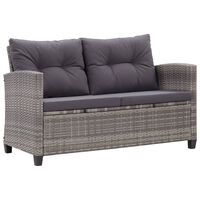 vidaXL 2-Sitzer-Gartensofa mit Kissen Grau 124 cm Poly Rattan