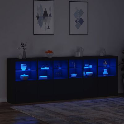 vidaXL Sideboard mit LED-Leuchten Schwarz 283x37x100 cm