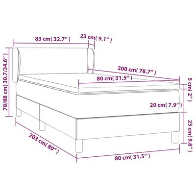 vidaXL Boxspringbett mit Matratze Schwarz 80x200 cm Stoff