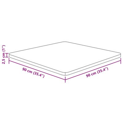 vidaXL Tischplatte Quadratisch 90x90x2,5 cm Eichenholz Unbehandelt