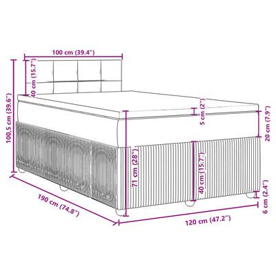 vidaXL Boxspringbett mit Matratze Hellgrau 120x190 cm Stoff