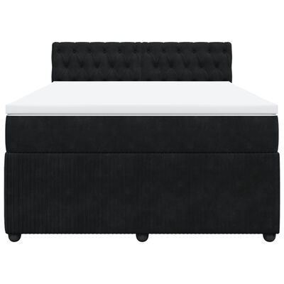 vidaXL Boxspringbett mit Matratze Schwarz 140x190 cm Samt