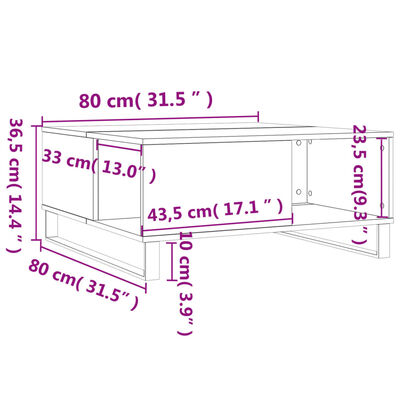 vidaXL Couchtisch Weiß 80x80x36,5 cm Holzwerkstoff