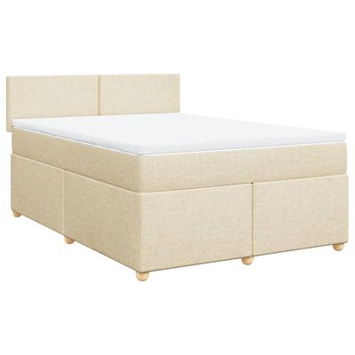 vidaXL Boxspringbett mit Matratze Creme 160x200 cm Stoff