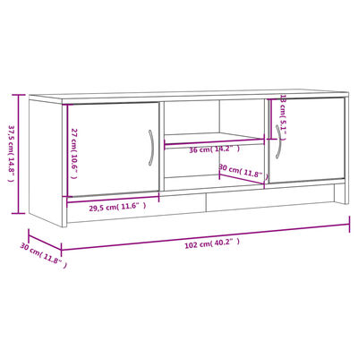 vidaXL TV-Schrank Räuchereiche 102x30x37,5 cm Holzwerkstoff