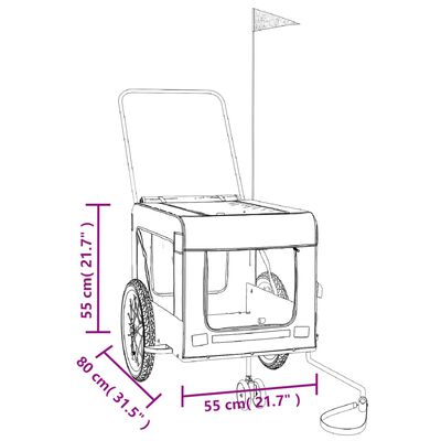 vidaXL Fahrradanhänger Hunde Rot und Schwarz Oxford-Gewebe & Eisen