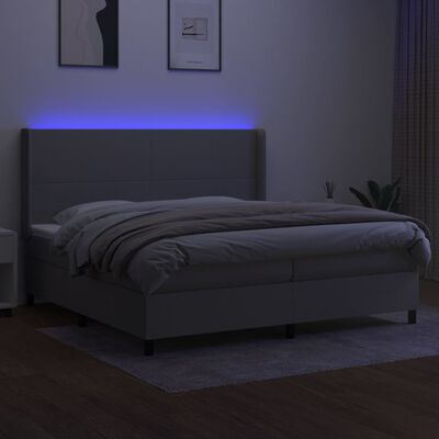 vidaXL Boxspringbett mit Matratze & LED Hellgrau 200x200 cm Stoff