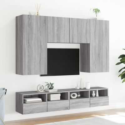 vidaXL TV-Wandschrank Grau Sonoma 80x30x30 cm Holzwerkstoff