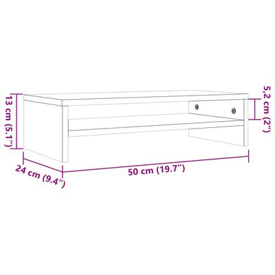 vidaXL Monitorständer Wachsbraun 50x24x13 cm Massivholz Kiefer