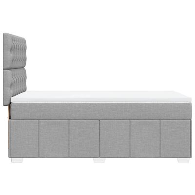 vidaXL Boxspringbett mit Matratze Hellgrau 90x200 cm Stoff