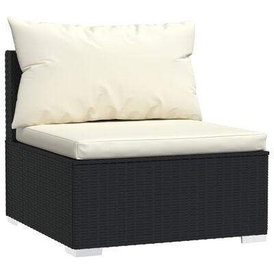 vidaXL 7-tlg. Garten-Lounge-Set mit Auflagen Poly Rattan Schwarz