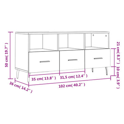 vidaXL TV-Schrank Räuchereiche 102x36x50 cm Holzwerkstoff