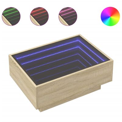 vidaXL LED-Couchtisch Sonoma Eiche 70x50x30 cm Holzwerkstoff