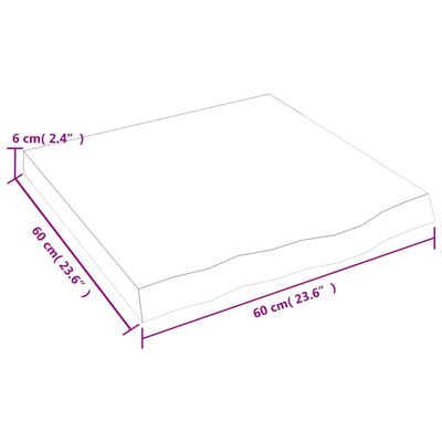 vidaXL Tischplatte Hellbraun 60x60x(2-6) cm Massivholz Eiche Behandelt