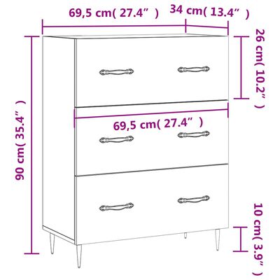 vidaXL Sideboard Sonoma-Eiche 69,5x34x90 cm Holzwerkstoff