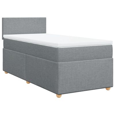 vidaXL Boxspringbett mit Matratze Hellgrau 90x200 cm Stoff