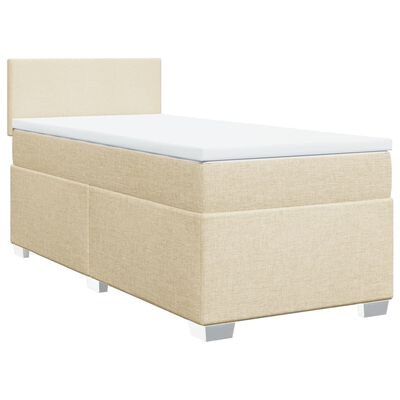 vidaXL Boxspringbett mit Matratze Creme 100x200 cm Stoff