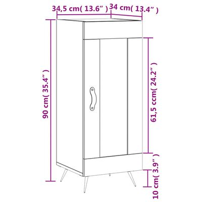 vidaXL Sideboard Grau Sonoma 34,5x34x90 cm Holzwerkstoff