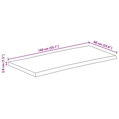 vidaXL Tischplatte mit Baumkante 140x60x3,8 cm Massivholz Mango