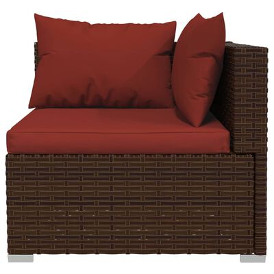 vidaXL 11-tlg. Garten-Lounge-Set mit Kissen Poly Rattan Braun