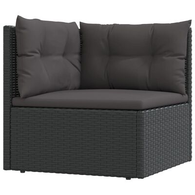 vidaXL 8-tlg. Garten-Lounge-Set mit Kissen Schwarz Poly Rattan