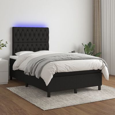 vidaXL Boxspringbett mit Matratze & LED Schwarz 120x190 cm Stoff