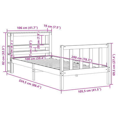 vidaXL Massivholzbett ohne Matratze Weiß 100x200 cm Kiefernholz