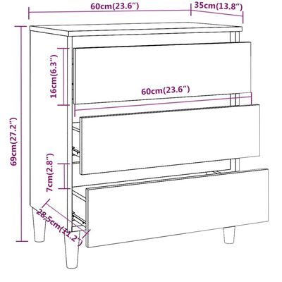 vidaXL Sideboard Braun Eichen-Optik 60x35x69 cm Holzwerkstoff