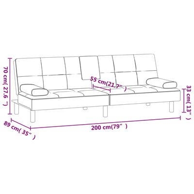 vidaXL Schlafsofa mit Getränkehaltern Creme Kunstleder