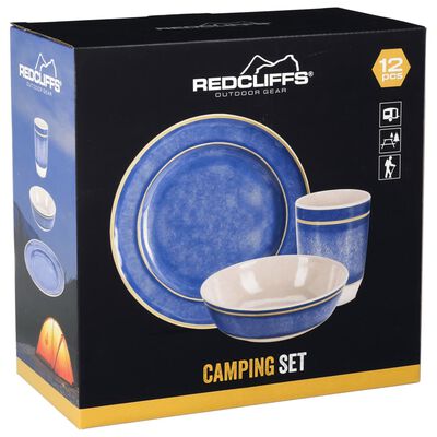 Redcliffs 12-tlg. Campinggeschirr-Set Melamin Blau