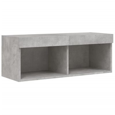 vidaXL TV-Schrank mit LED-Leuchten Betongrau 80x30x30 cm