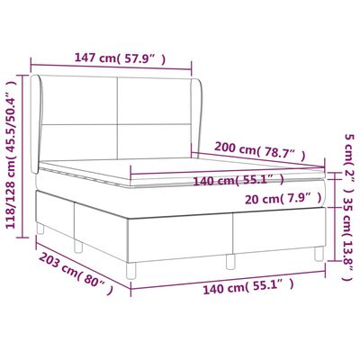 vidaXL Boxspringbett mit Matratze Schwarz 140x200 cm Kunstleder