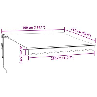 vidaXL Markise Automatisch mit LEDs Weinrot 300x250 cm