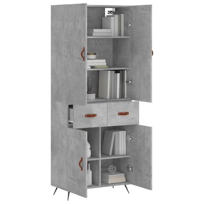 vidaXL Highboard Betongrau 69,5x34x180 cm Holzwerkstoff