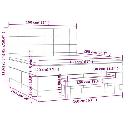 vidaXL Boxspringbett mit Matratze Rosa 160x200 cm Samt