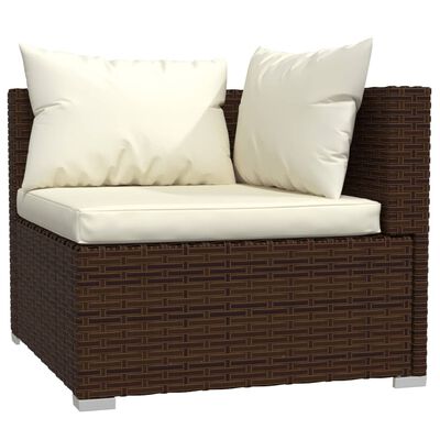 vidaXL 10-tlg. Garten-Lounge-Set mit Kissen Poly Rattan Braun