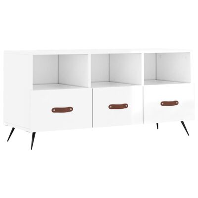 vidaXL TV-Schrank Hochglanz-Weiß 102x36x50 cm Holzwerkstoff